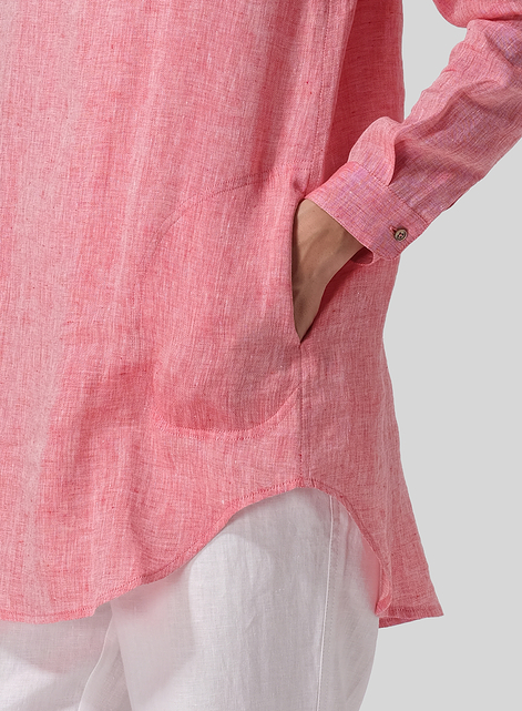 Linen Classic Collar Half Button Down Tunic 