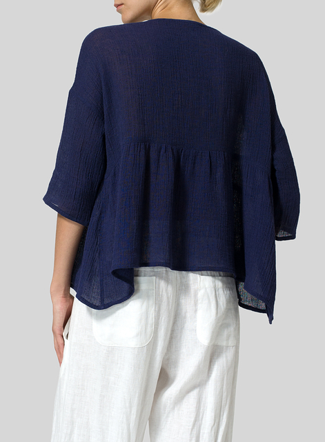 Linen Boxy Asymmetrical Hem Top