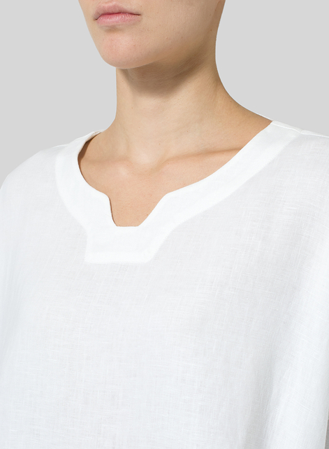 Linen Decolletage Neckline Long Tunic