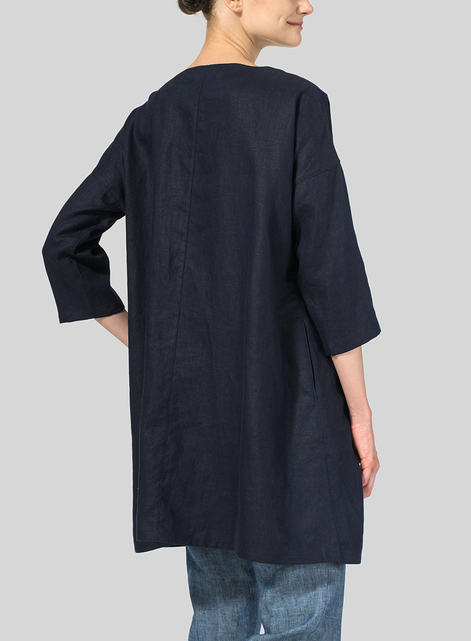 Linen Decolletage Neckline Long Tunic