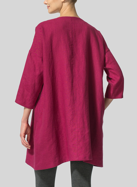 Linen Decolletage Neckline Long Tunic