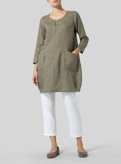 Linen Button Loop Balloon Tunic