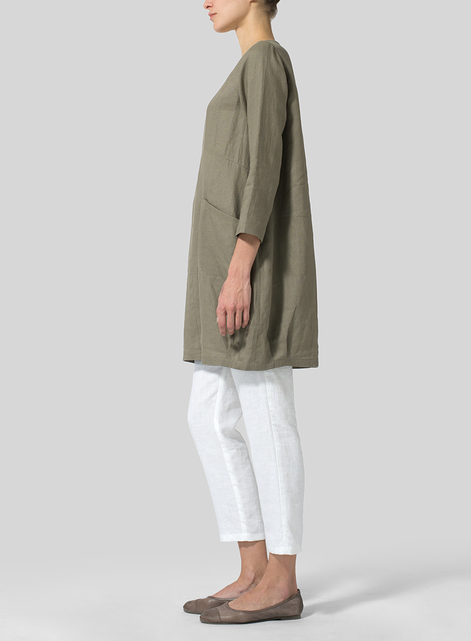 Linen Button Loop Balloon Tunic