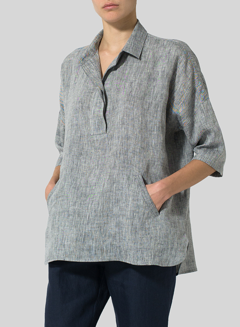 Linen Classic Collar Box Top