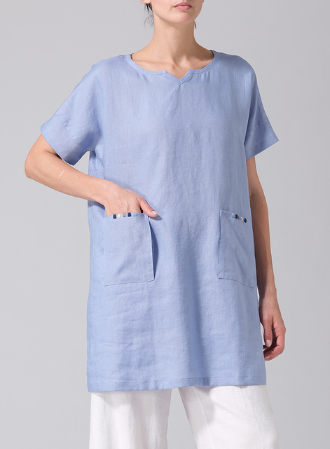 Linen Sweetheart Neckline S/S Tunics