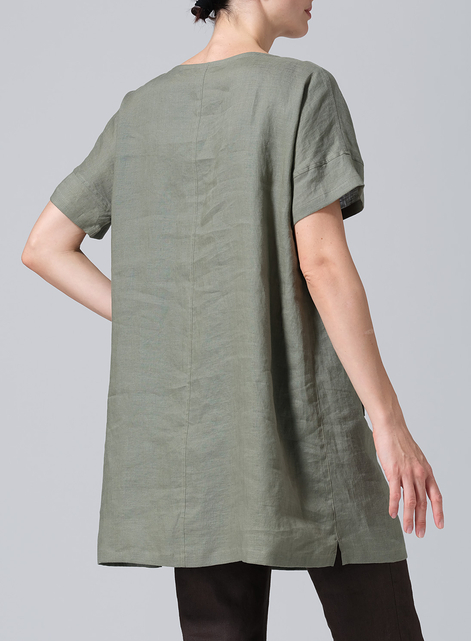 Linen Sweetheart Neckline S/S Tunics