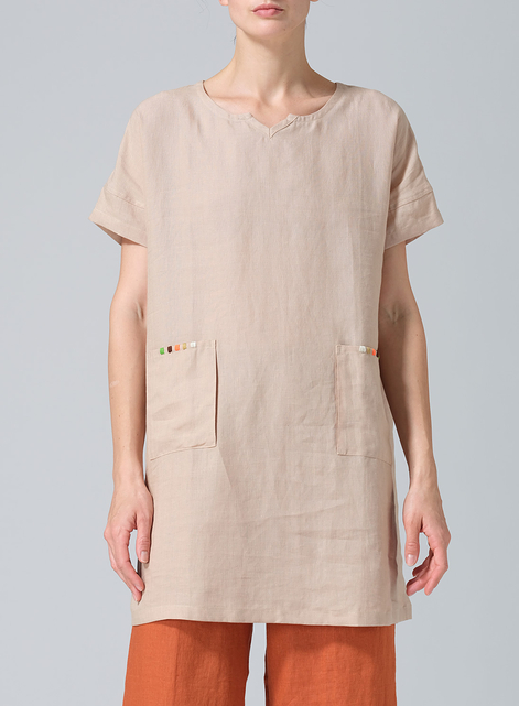 Linen Sweetheart Neckline S/S Tunics