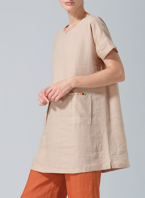 Linen Sweetheart Neckline S/S Tunics