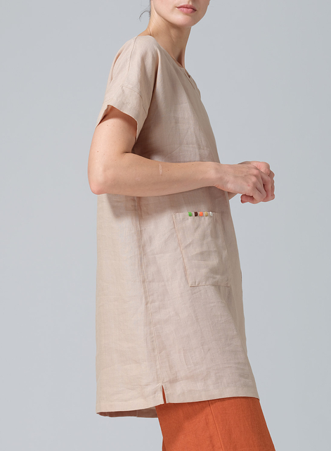 Linen Sweetheart Neckline S/S Tunics