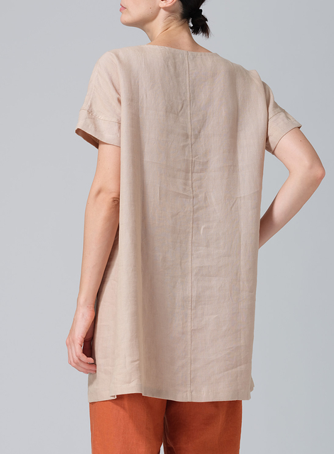 Linen Sweetheart Neckline S/S Tunics