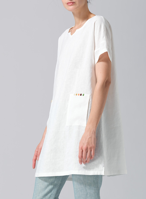 Linen Sweetheart Neckline S/S Tunics