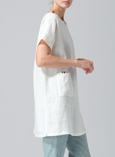 Linen Sweetheart Neckline S/S Tunics