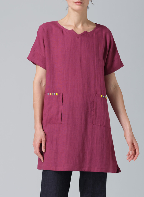 Linen Sweetheart Neckline S/S Tunics