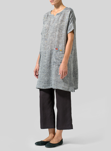 Linen Sweetheart Neckline Doublecloth Tunics