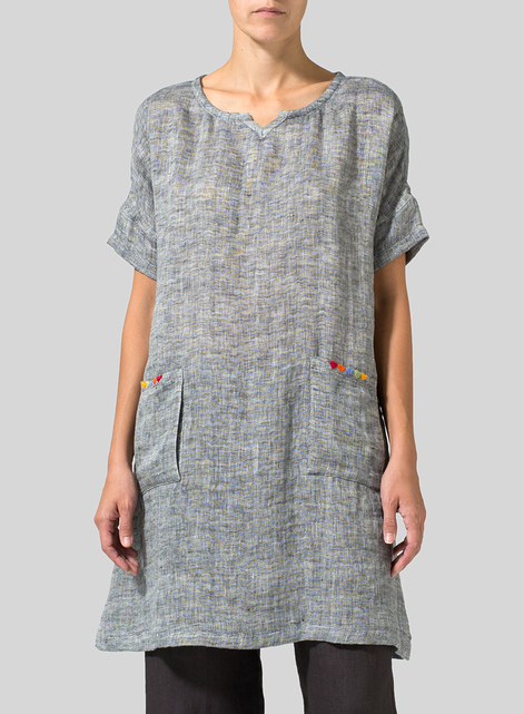 Linen Sweetheart Neckline Doublecloth Tunics