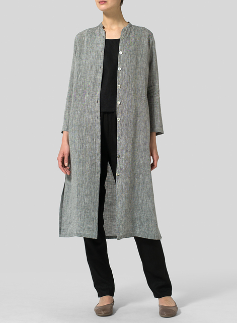 Linen Long Slim Shirt Dress