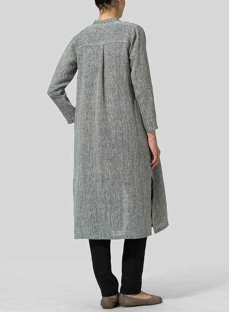 Linen Long Slim Shirt Dress