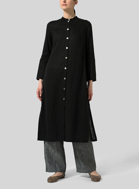 Linen Long Slim Shirt Dress