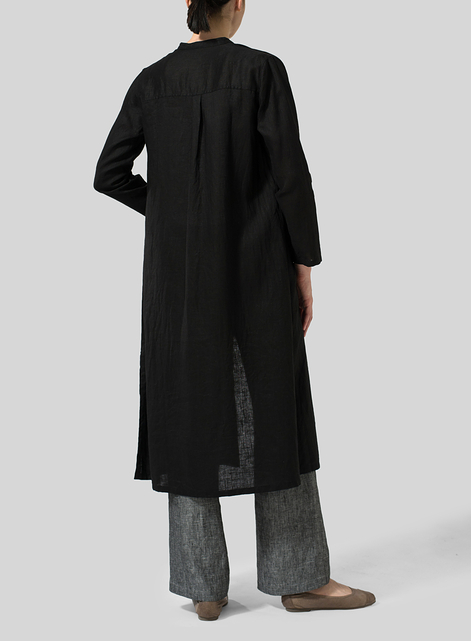 Linen Long Slim Shirt Dress