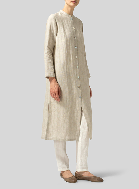 Linen Long Slim Shirt Dress