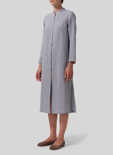 Linen Long Slim Shirt Dress