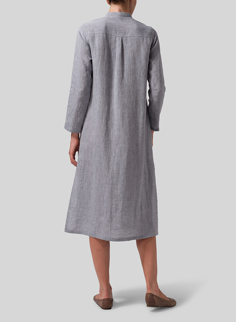 Linen Long Slim Shirt Dress