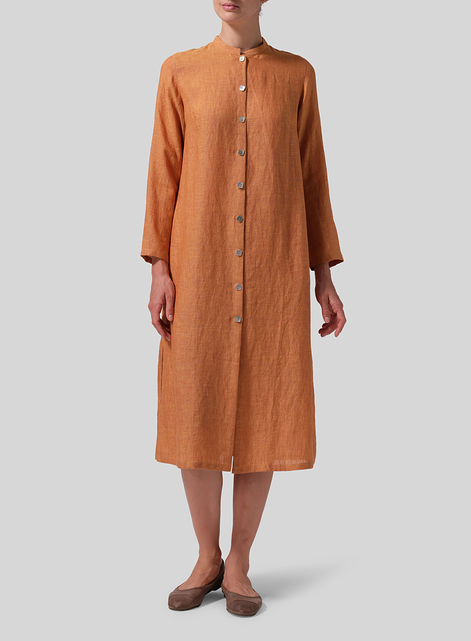 Linen Long Slim Shirt Dress