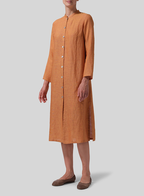 Linen Long Slim Shirt Dress