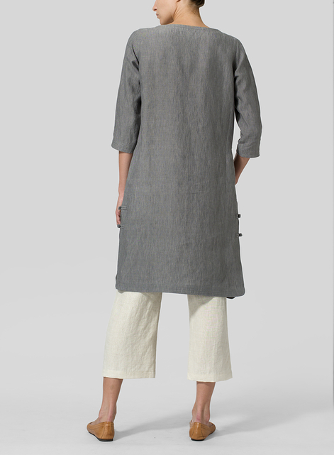 Linen Handmade Knot Long Tunic