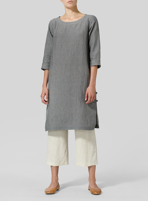 Linen Handmade Knot Long Tunic