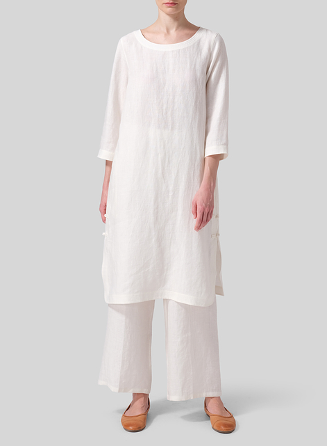 Linen Handmade Knot Long Tunic