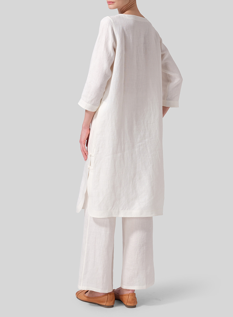 Linen Handmade Knot Long Tunic