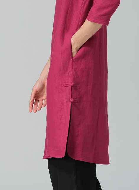 Linen Handmade Knot Long Tunic