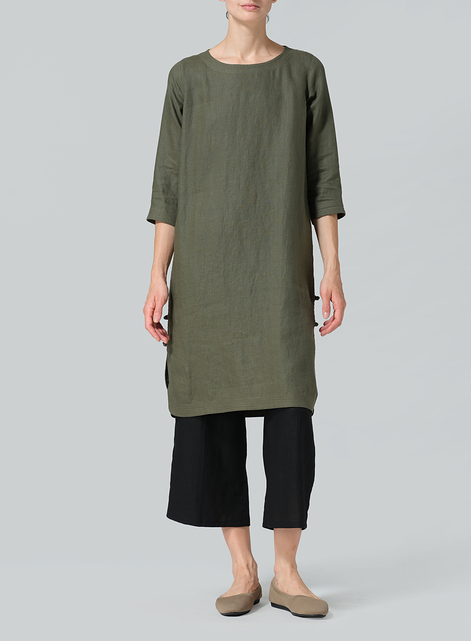 Linen Handmade Knot Long Tunic