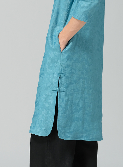 Linen Handmade Knot Jacquard Long Tunic