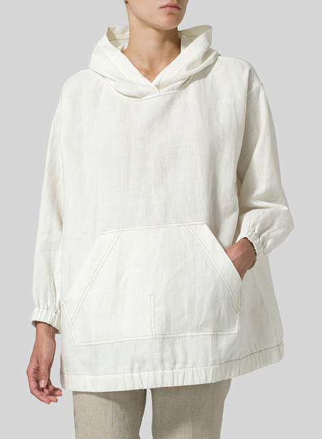 Linen Oversized Hoodie Top