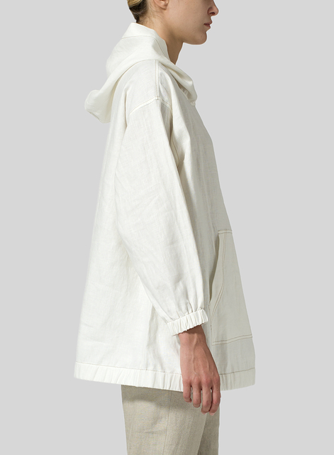 Linen Oversized Hoodie Top