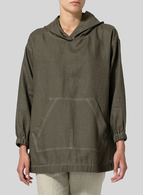 Linen Oversized Hoodie Top