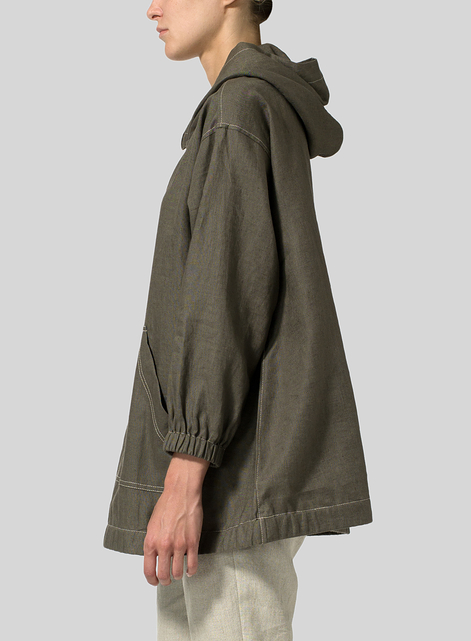 Linen Oversized Hoodie Top