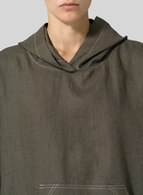 Linen Oversized Hoodie Top