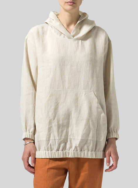 Linen Oversized Hoodie Top