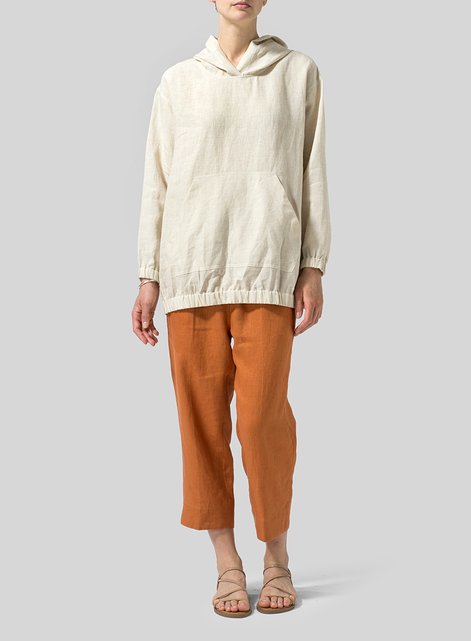 Linen Oversized Hoodie Top