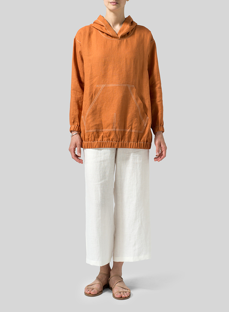 Linen Oversized Hoodie Top