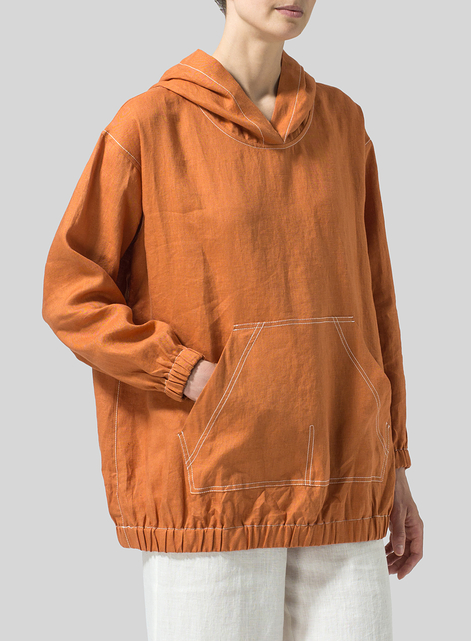 Linen Oversized Hoodie Top