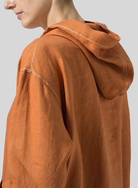 Linen Oversized Hoodie Top