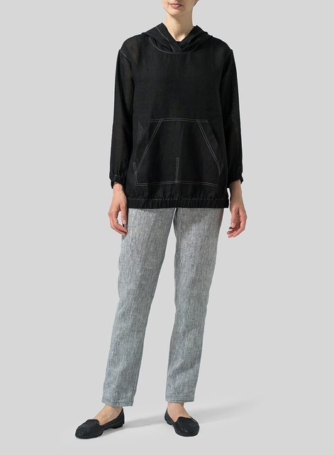 Lightweight Linen Oversized Hoodie Top