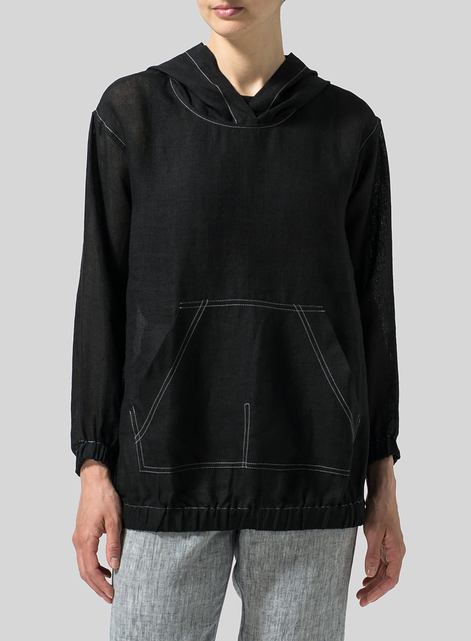 Lightweight Linen Oversized Hoodie Top