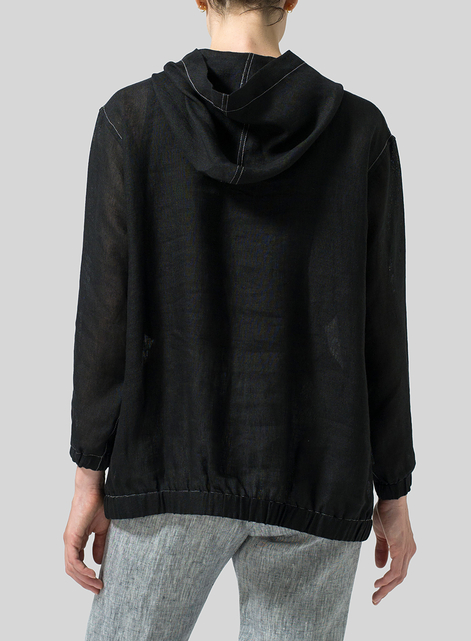 Lightweight Linen Oversized Hoodie Top