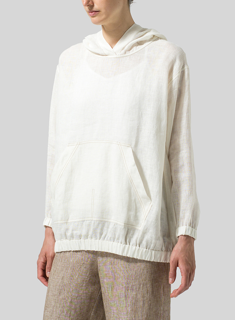 Lightweight Linen Oversized Hoodie Top