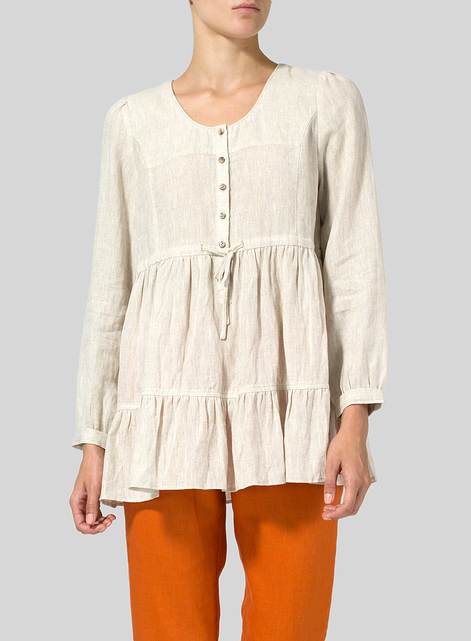 Linen Tiered Pullover Top